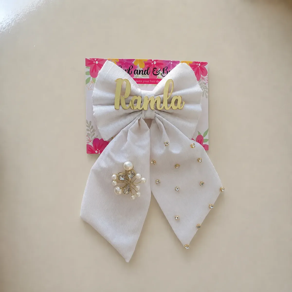 CUSTOMISE NAME HAIR BOW FOR GIRLS [white]